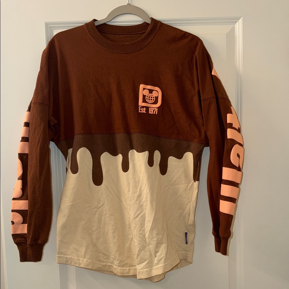 Disney Brown and Cream Drip Long Sleeve Tee